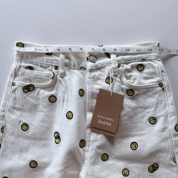 NWT Reformation Mixed Emotions High Rise Straight Leg Jeans in Vintage White 24